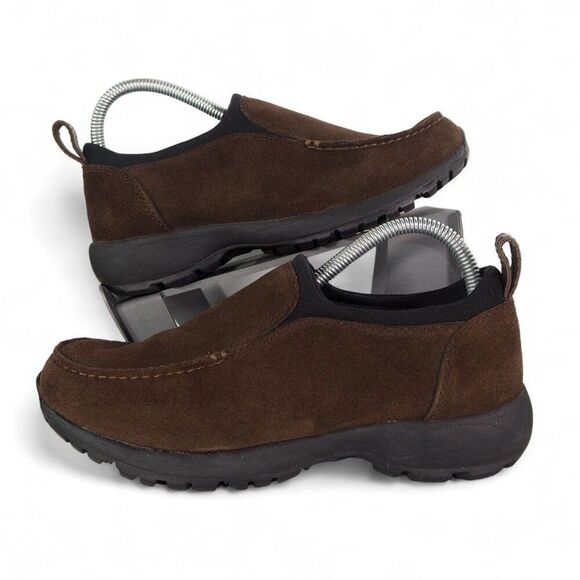 Lands' End All Weather Suede Slip-on Loafers Brown 86519 Women's 9B - Picture 1 of 11